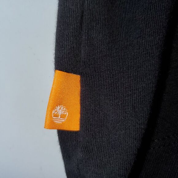 Timberland Long Sleeve Chest Stack Logo Tee Shirt Arm Spell out Black Medium - Picture 5 of 11